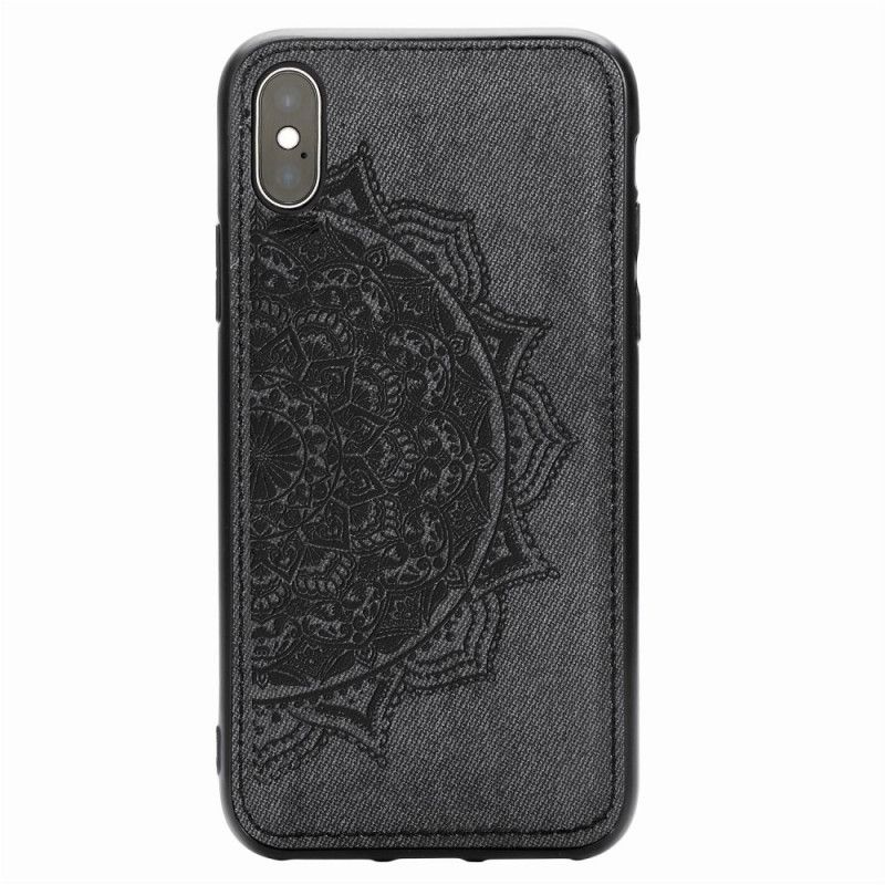 Skal för iPhone X Brun Tyg Och Mandala Konsistens