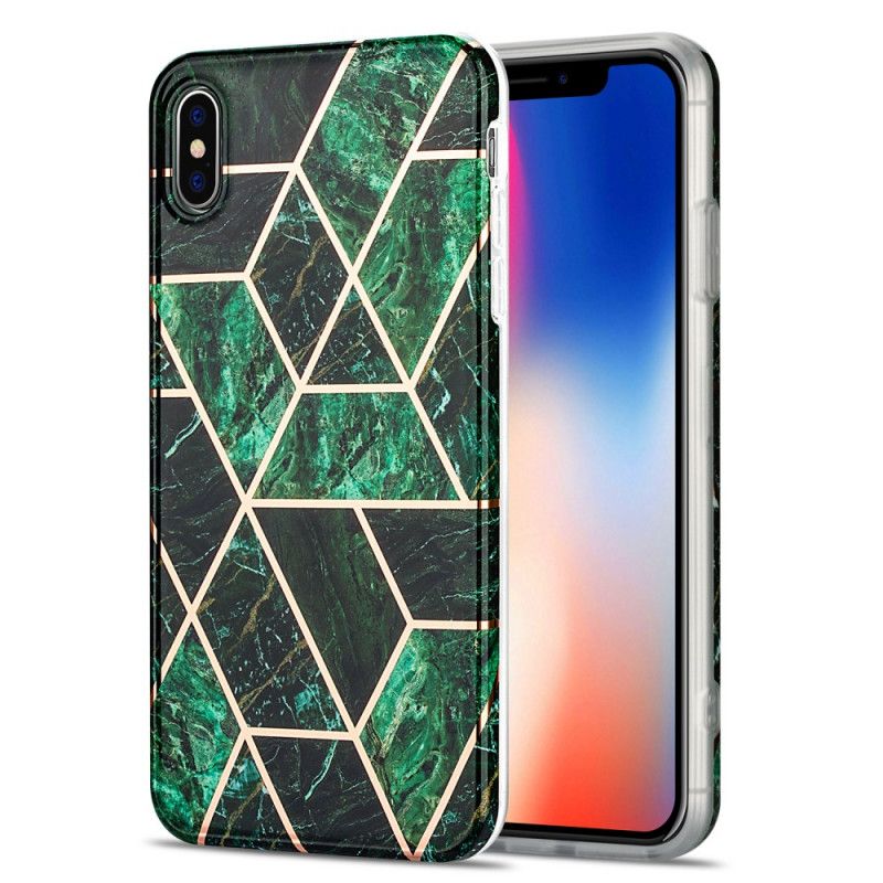 Skal för iPhone X Svart Flashig Geometrisk Marmor