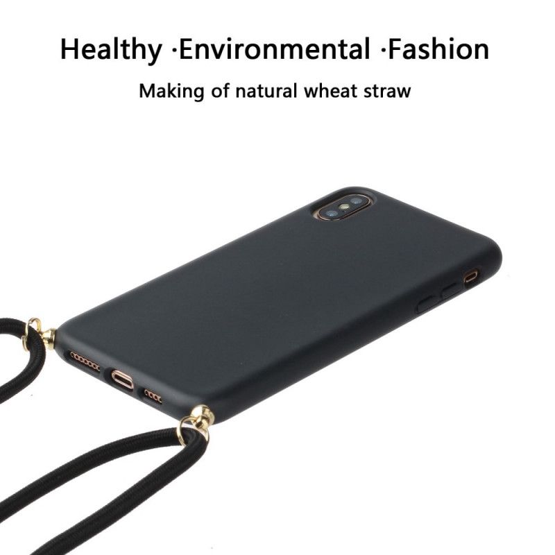 Skal för iPhone X Svart Silikon Med Färgad Sladd
