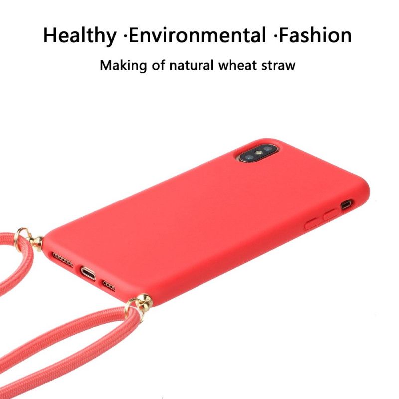 Skal för iPhone X Svart Silikon Med Färgad Sladd