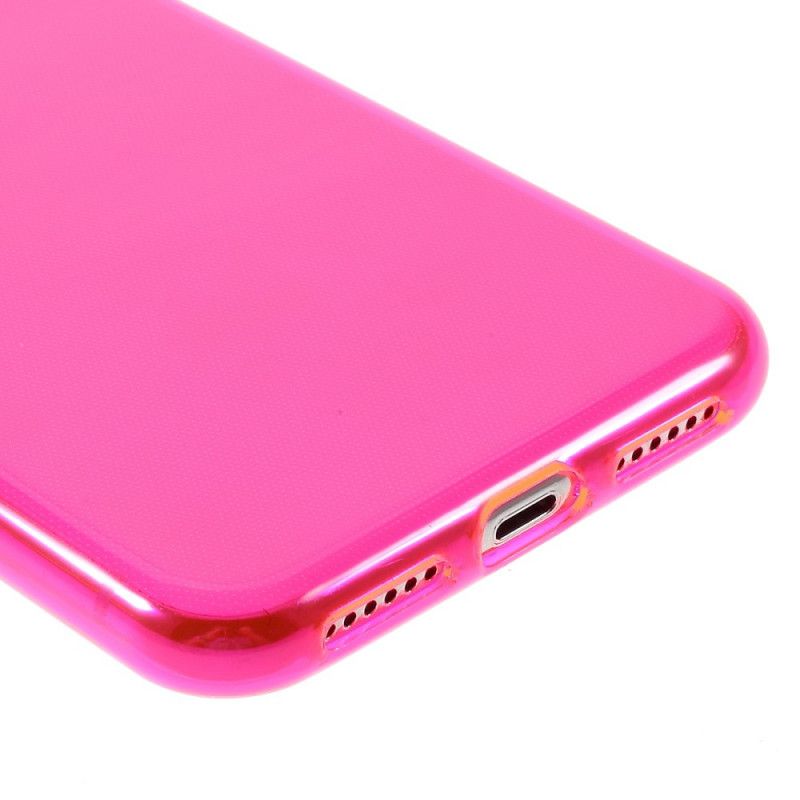 Skal iPhone X Magenta Färgad Transparent Silikon