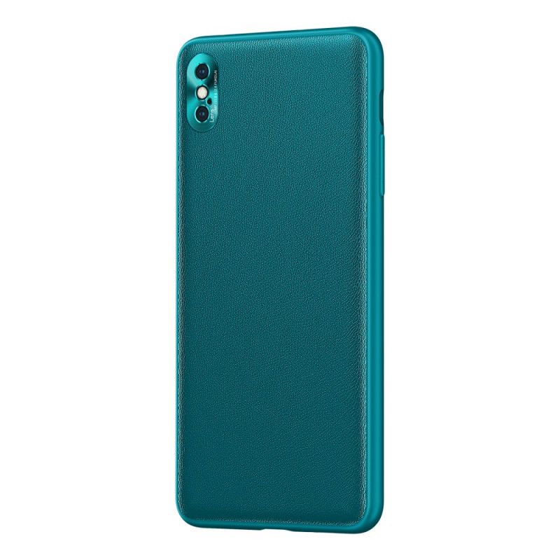 Skal iPhone X Svart Färgläderstil