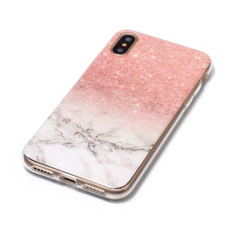 Skal iPhone X Svart Marmorerad Effekt