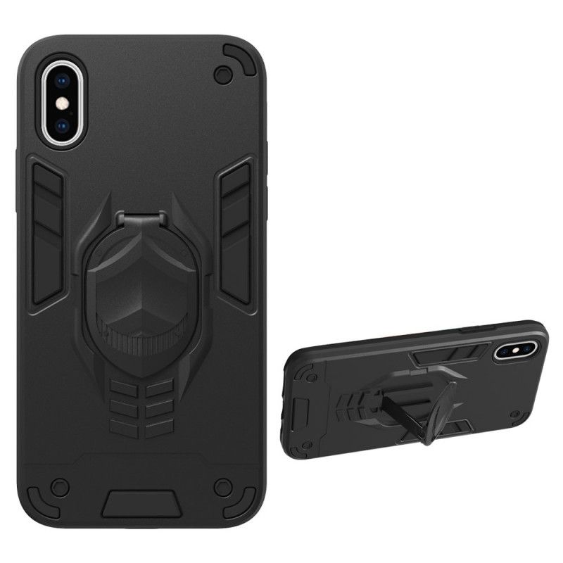 Skal iPhone X Svart Mobilskal Avtagbar Pansar Med Ringhållare