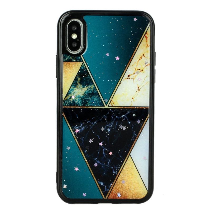 Skal iPhone X Svart Silikon- Och Epoximarmorstil