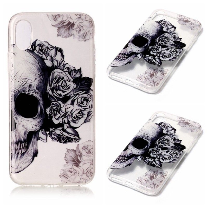 Skal iPhone X Transparent Blommig Skalle