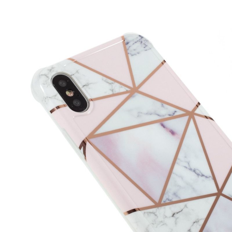 Skal iPhone X Vit Flashig Geometrisk Marmor