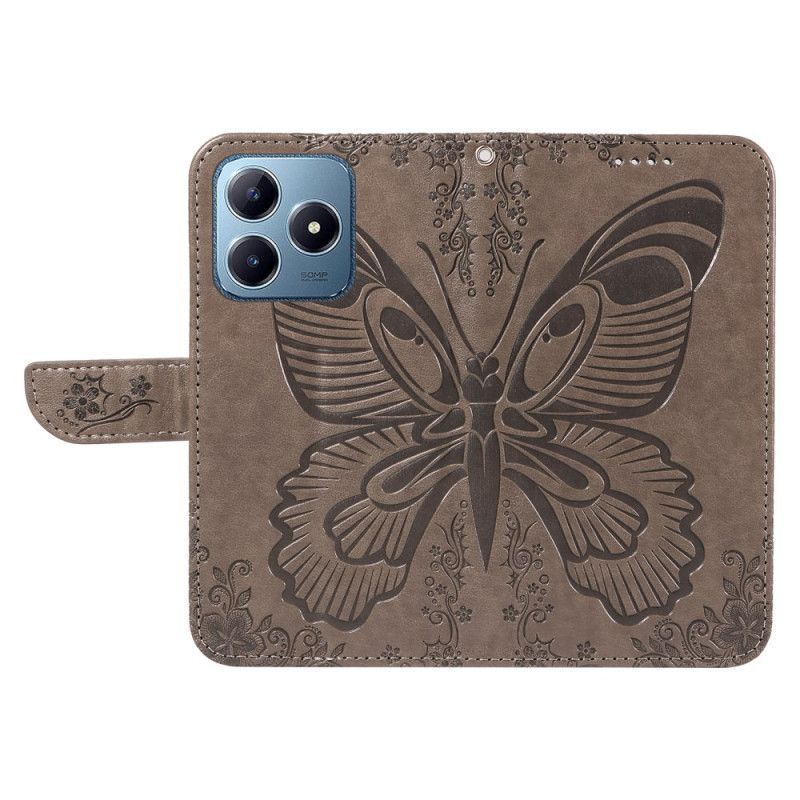 Läderskal Fodral Realme C63 Grafisk Fjäril