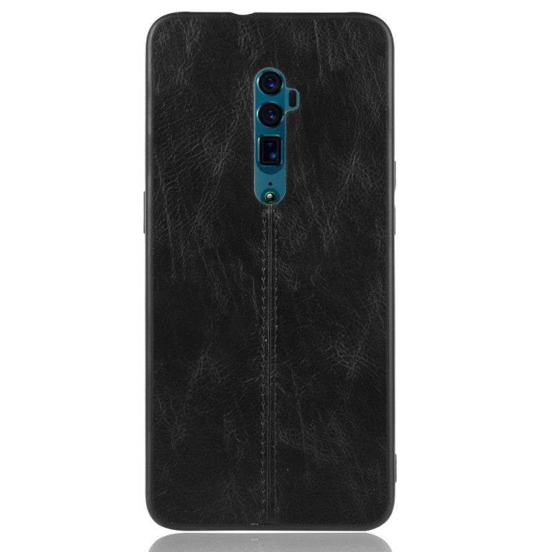 Skal Oppo Reno 10x Zoom Svart Sömmar I Läderstil