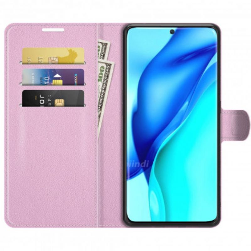Fodral Huawei P50 Pro Klassisk Litchi-läderstil
