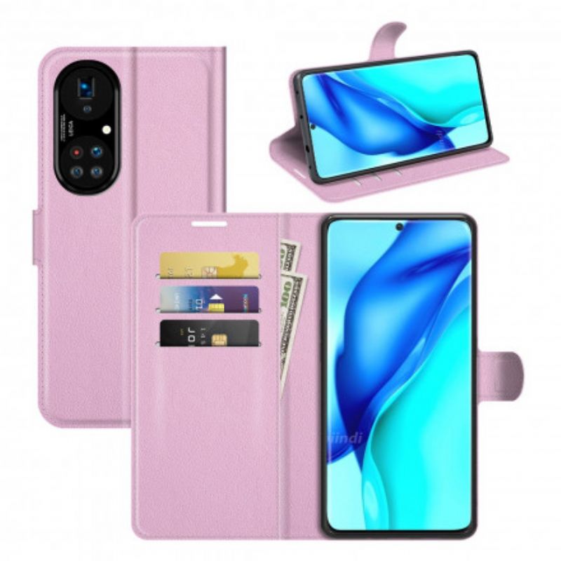 Fodral Huawei P50 Pro Klassisk Litchi-läderstil