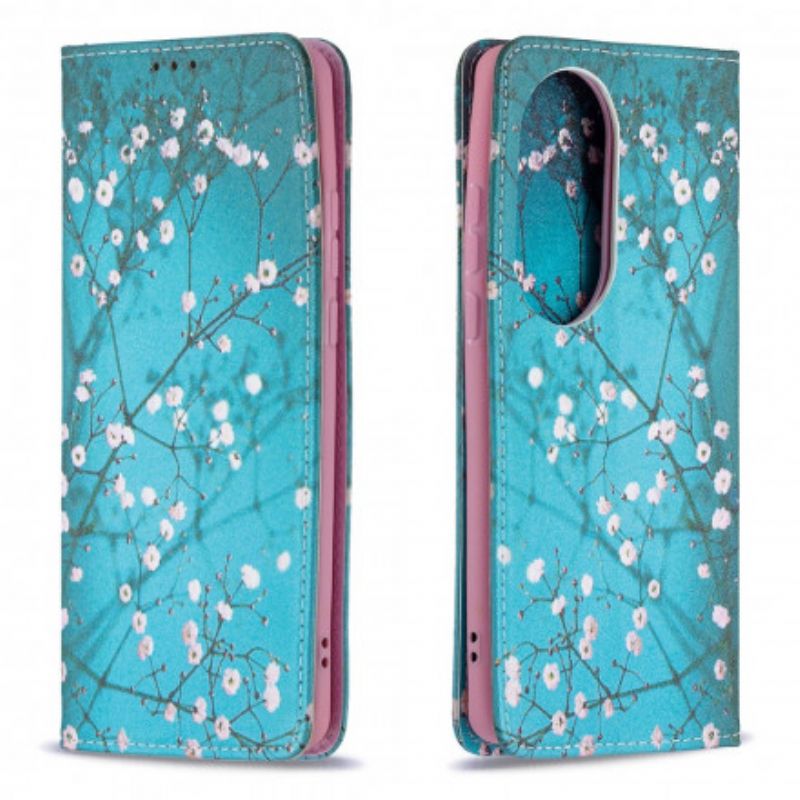 Folio-fodral För Huawei P50 Pro Blommande Grenar
