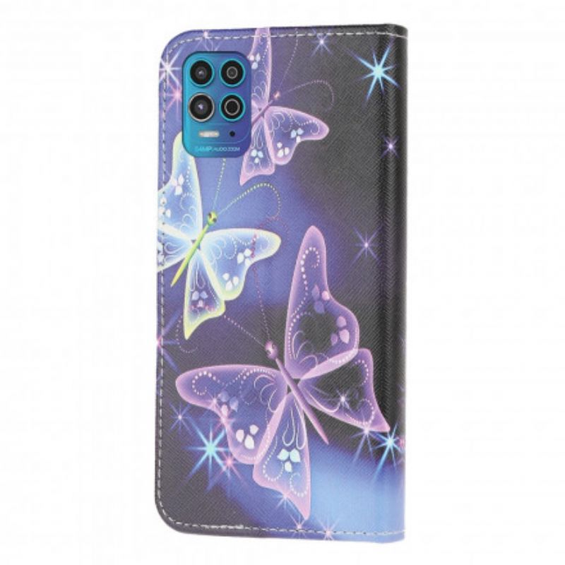 Läderfodral Moto G100 Telefonfodral Fjärilar