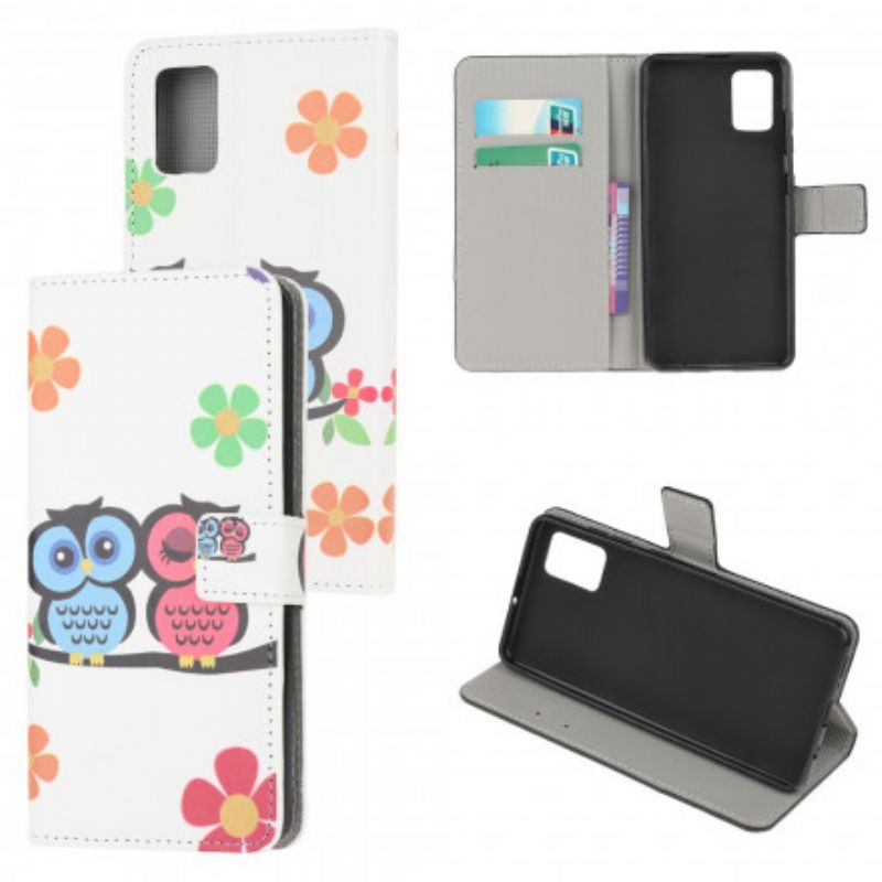 Läderfodral Moto G100 Telefonfodral Par Ugglor