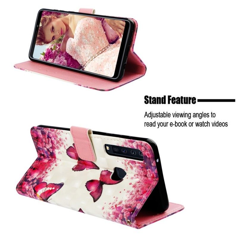 Fodral för Samsung Galaxy A9 Röda Fjärilar