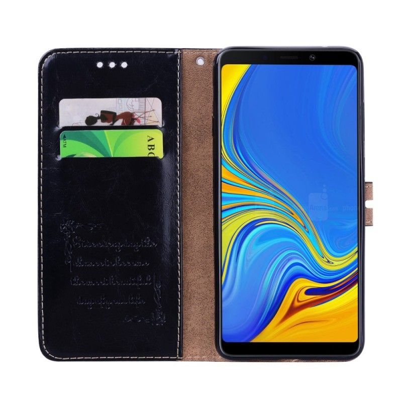 Fodral för Samsung Galaxy A9 Svart Vintage Lädereffekt