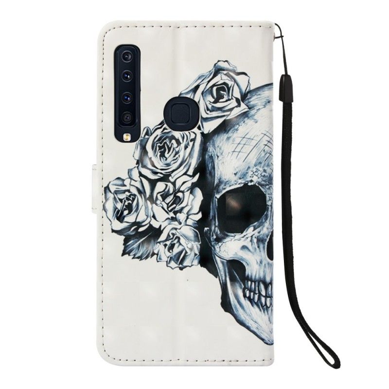 Läderfodral Samsung Galaxy A9 Mobilskal Blommig Skalle