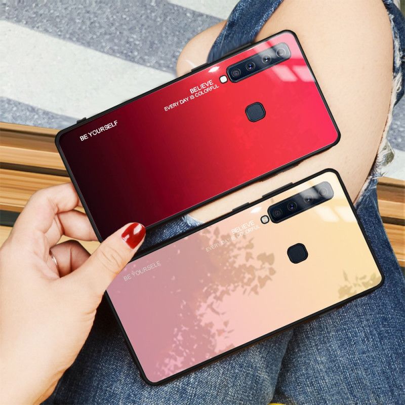 Skal Samsung Galaxy A9 Röd Var Dig Själv Härdat Glas
