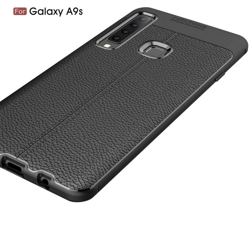 Skal Samsung Galaxy A9 Svart Mobilskal Dubbel Linje Lychee Läder Effekt