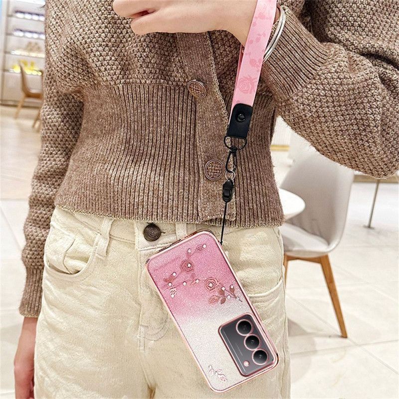 Skal Realme 14x 5g Kadem Blommor Och Strass Med Snodd