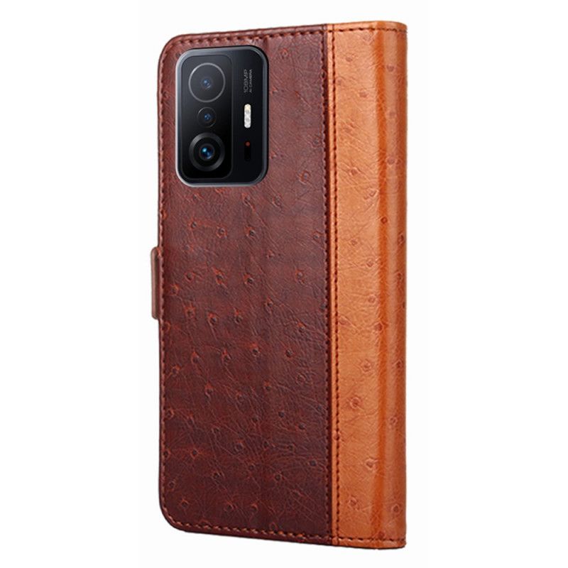Läderfodral Xiaomi Mi 11t / 11t Pro Telefonfodral Bicolor Strutshudstruktur