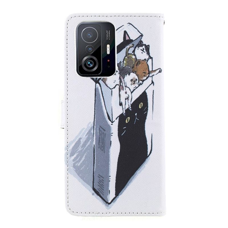 Läderfodral Xiaomi Mi 11t / 11t Pro Telefonfodral Leverans Thong Cats