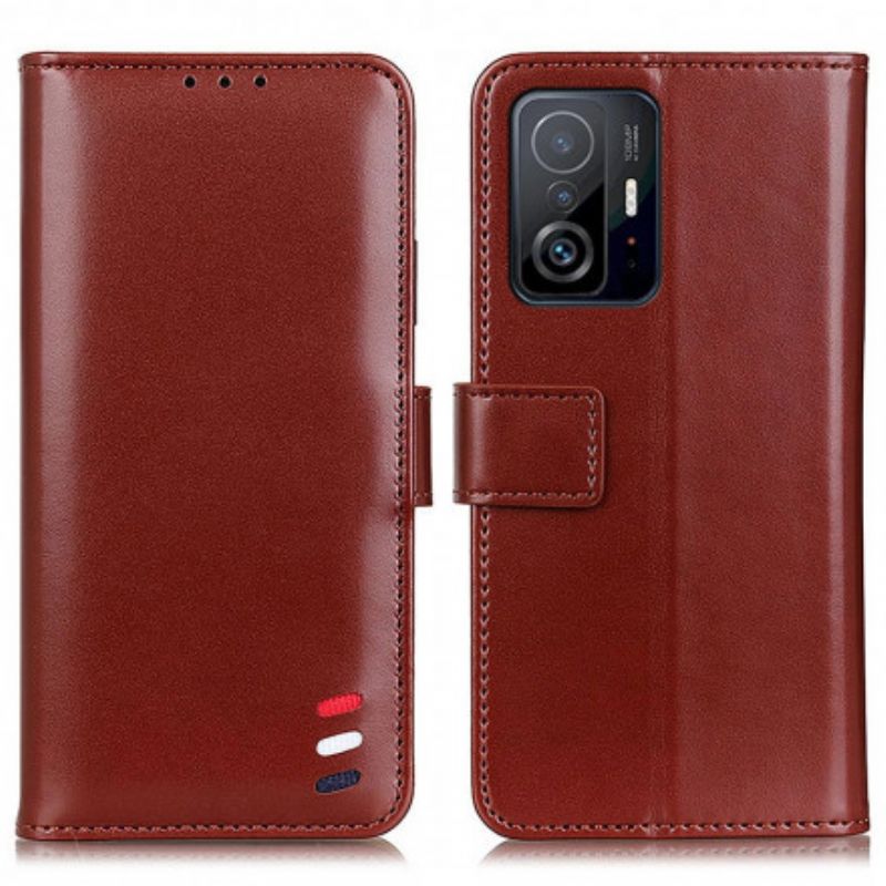 Läderfodral Xiaomi Mi 11t / 11t Pro Telefonfodral Trefärgad Lädereffekt