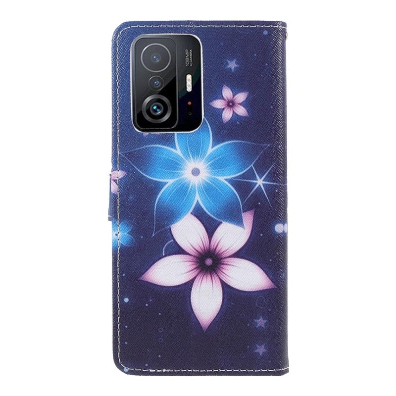 Läderskal Fodral Xiaomi Mi 11t / 11t Pro Månblommor Med Rem