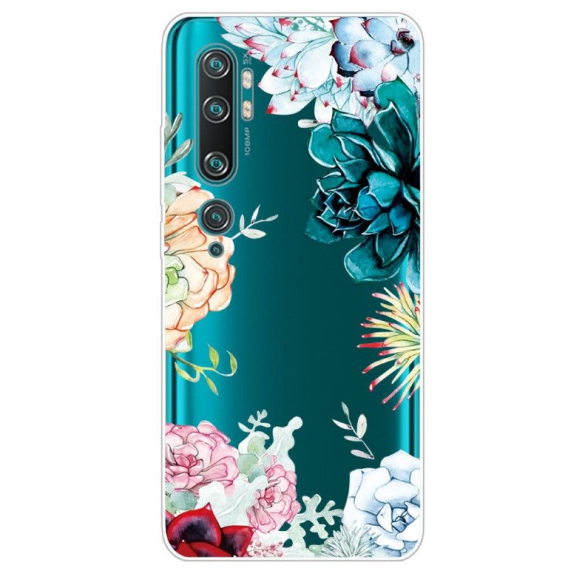 Skal Xiaomi Mi Note 10 / 10 Pro Genomskinliga Akvarellblommor