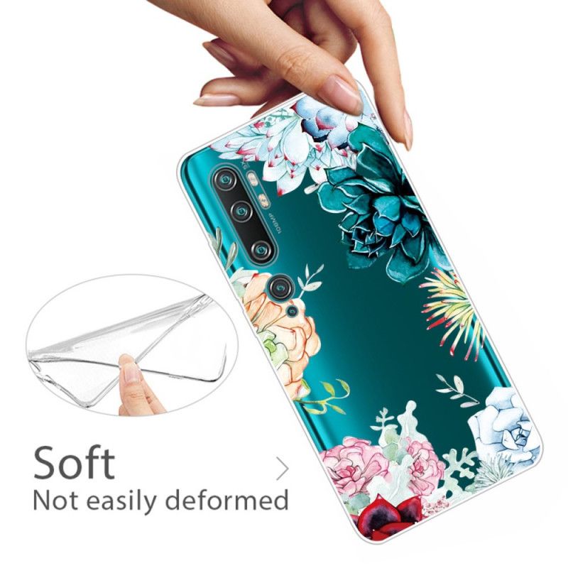 Skal Xiaomi Mi Note 10 / 10 Pro Genomskinliga Akvarellblommor