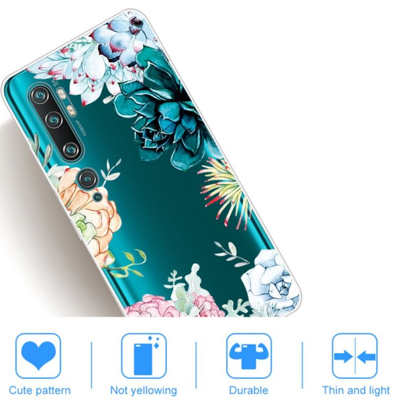 Skal Xiaomi Mi Note 10 / 10 Pro Genomskinliga Akvarellblommor