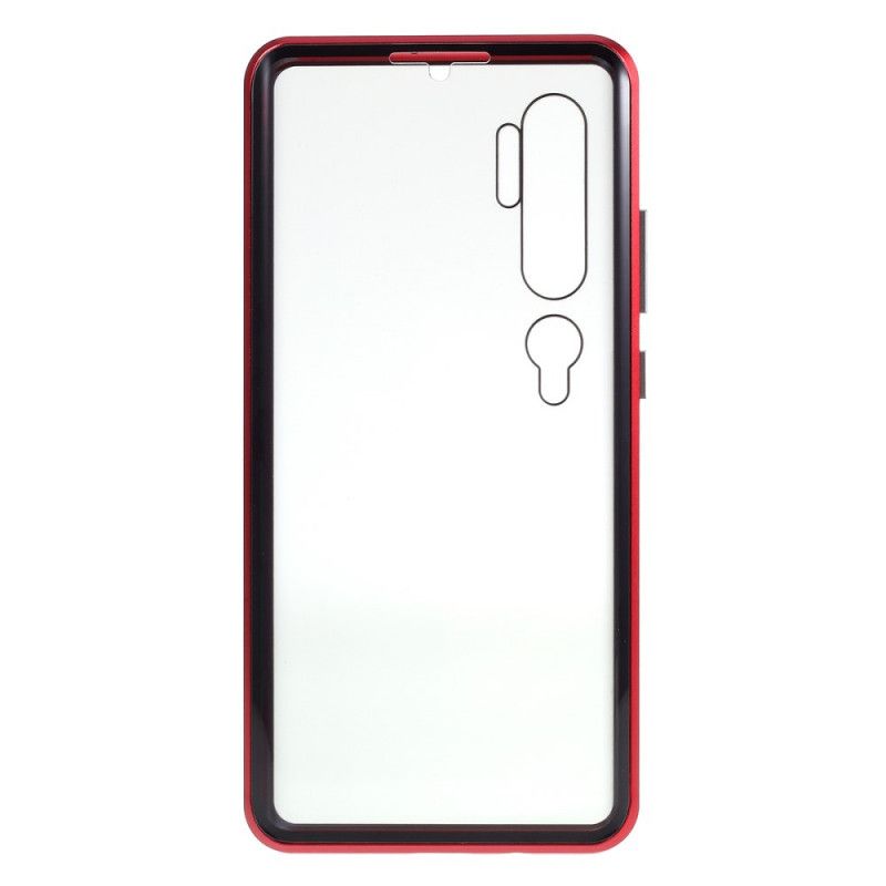 Skal Xiaomi Mi Note 10 / 10 Pro Röd Metallkanter Och Härdat Glas