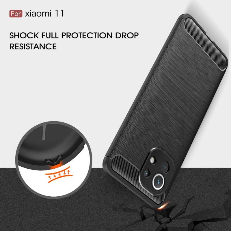 Skal för Xiaomi Mi 11 Svart Borstad Kolfiber