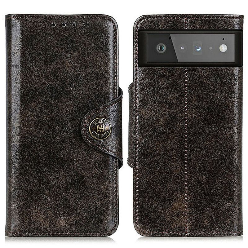 Fodral Google Pixel 6 Glänsande Läderimitation Khazneh