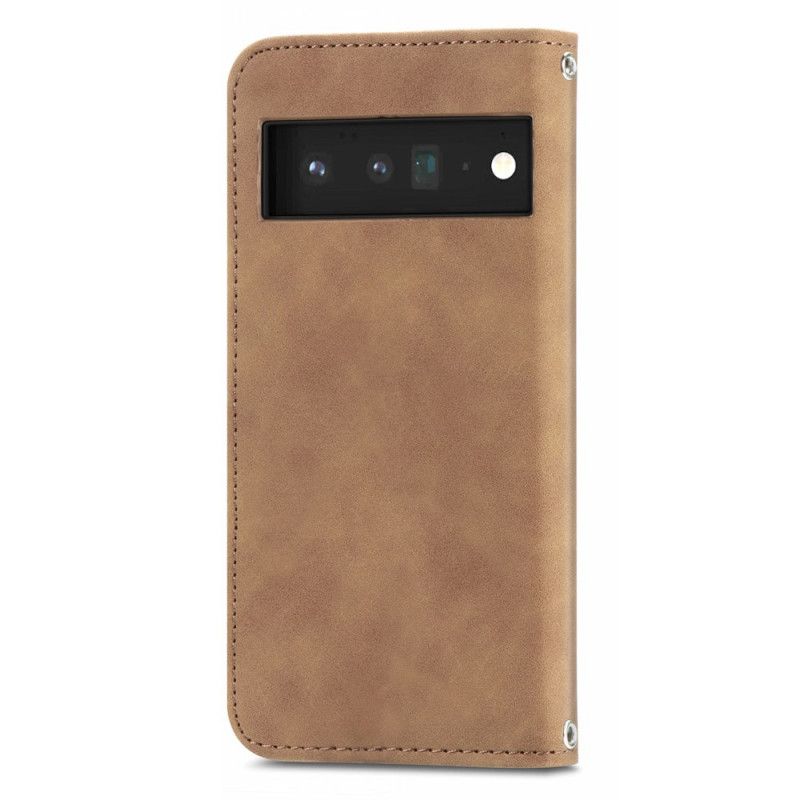Folio-fodral För Google Pixel 6 Skin-touch Vintage Design