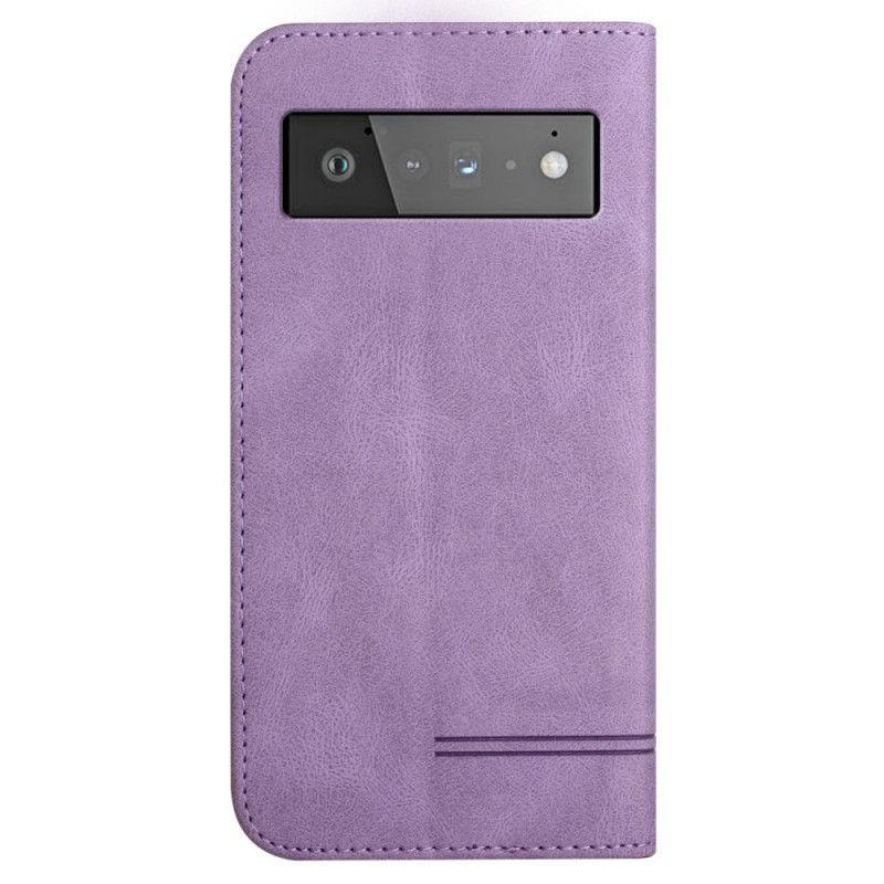 Folio-fodral Google Pixel 6 Lädereffektlinjemönster