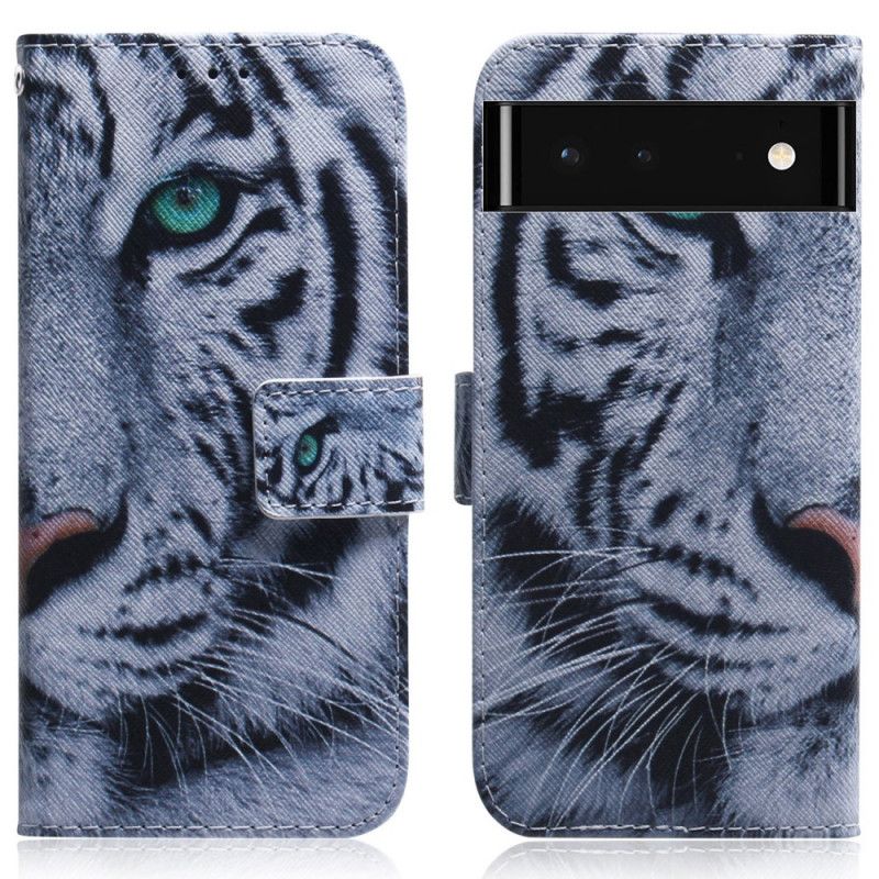 Läderfodral Google Pixel 6 Telefonfodral Tiger Face
