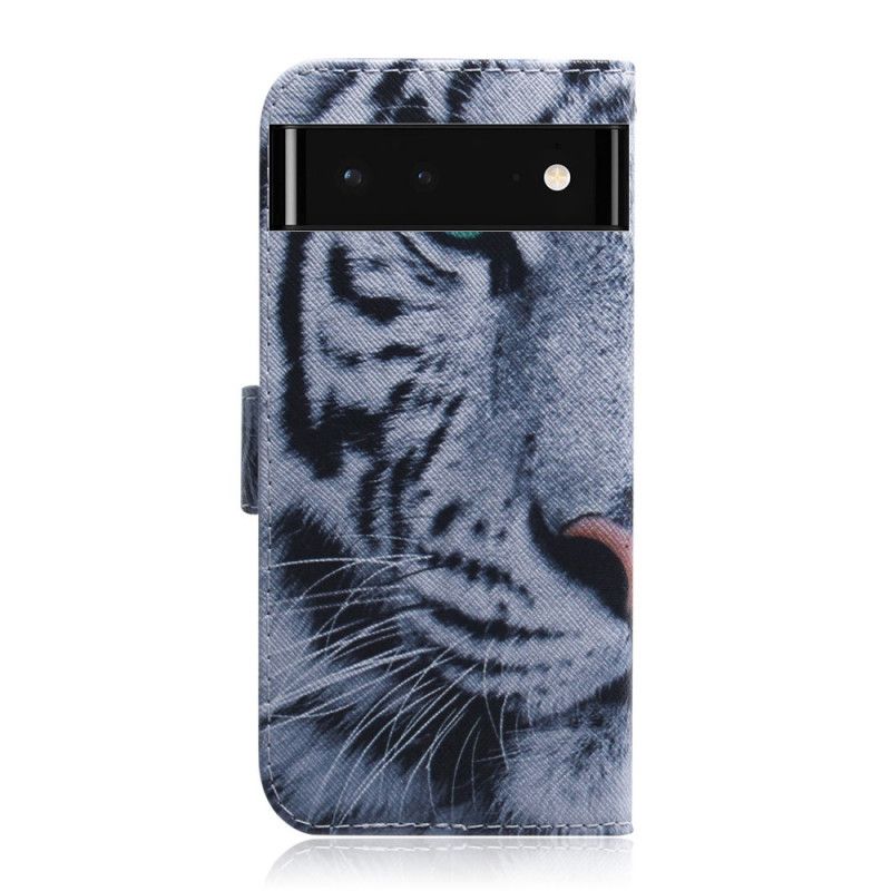 Läderfodral Google Pixel 6 Telefonfodral Tiger Face