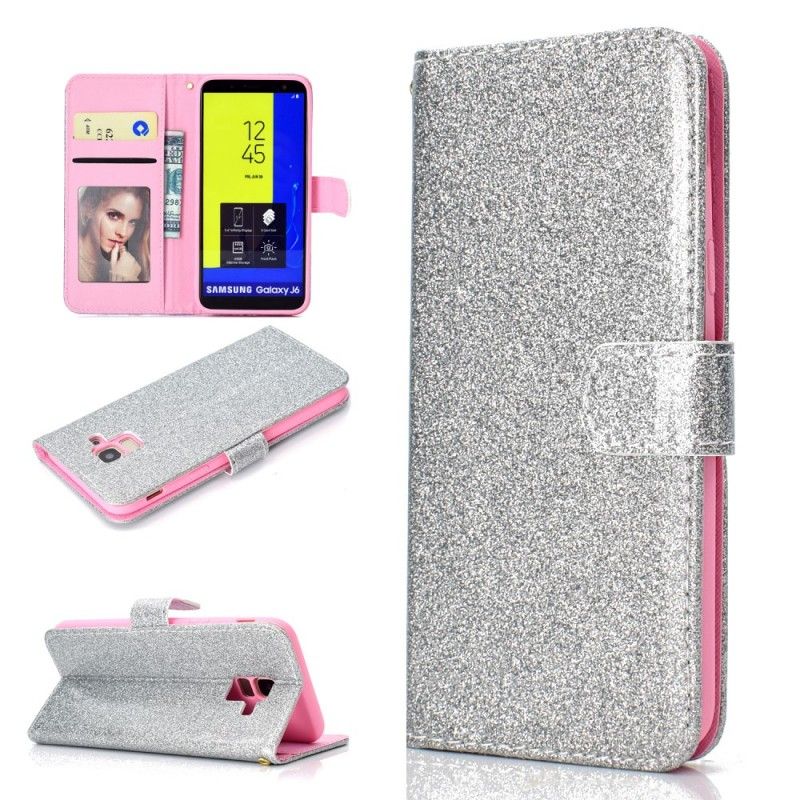 Fodral Samsung Galaxy J6 Lila Glitter