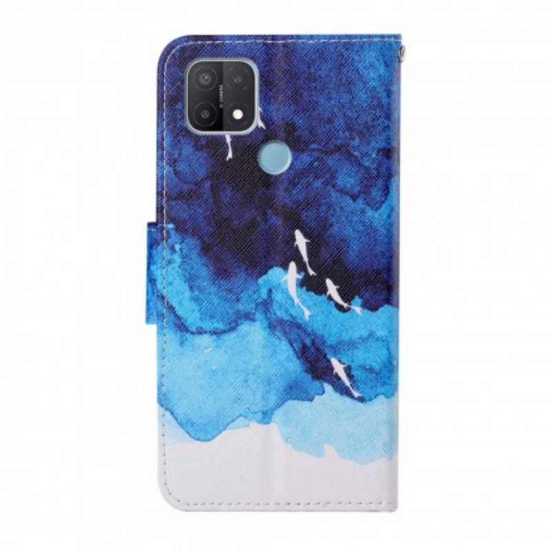 Läderfodral Oppo A15 Telefonfodral Sea With Lanyard