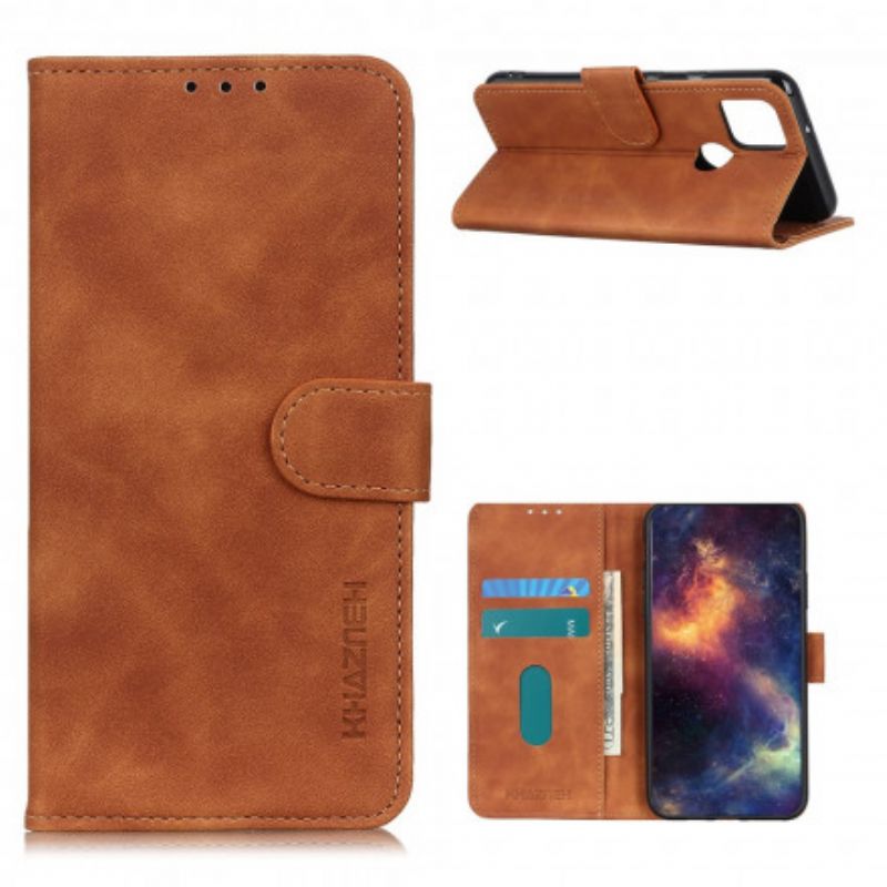 Läderskal Fodral Oppo A15 Matt Lädereffekt Vintage Khazneh