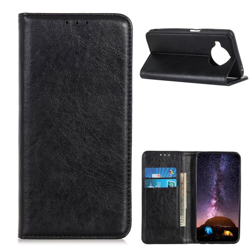Folio-fodral Xiaomi Mi 10T Lite 5G / Redmi Note 9 Pro 5G Svart Texturerat Delat Läder