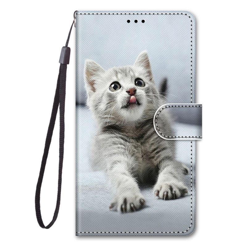 Läderskal Xiaomi Mi 10T Lite 5G / Redmi Note 9 Pro 5G Vit Stringkattunge