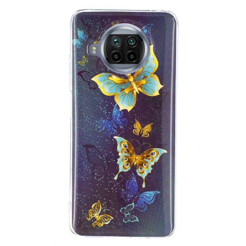 Skal Xiaomi Mi 10T Lite 5G / Redmi Note 9 Pro 5G Mörkblå Mobilskal Fluorescerande Fjärilserie