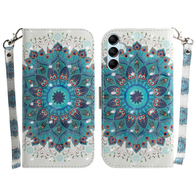 Skyddsfodral Samsung Galaxy A15 Grön Mandala Med Rem