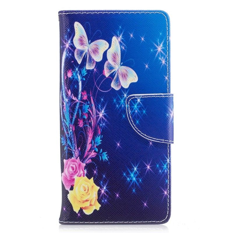 Fodral för Sony Xperia XA1 Rosa Fjärilar På Natten