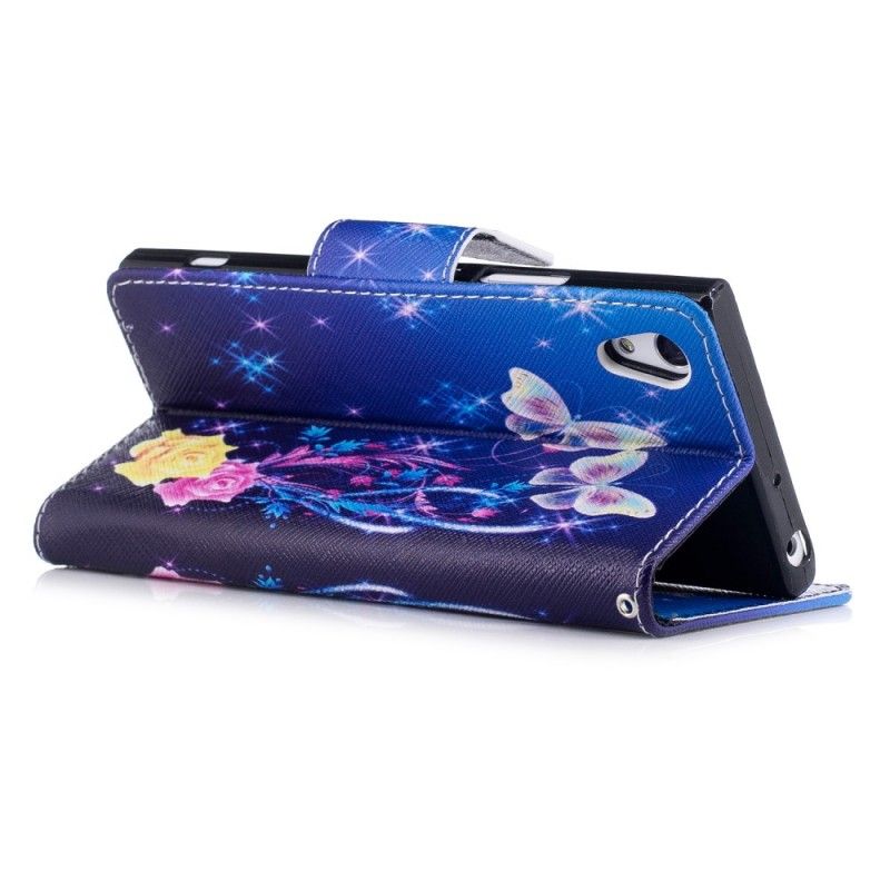 Fodral för Sony Xperia XA1 Rosa Fjärilar På Natten