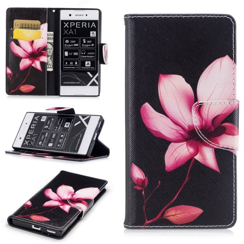 Läderskal Sony Xperia XA1 Rosa Blomma