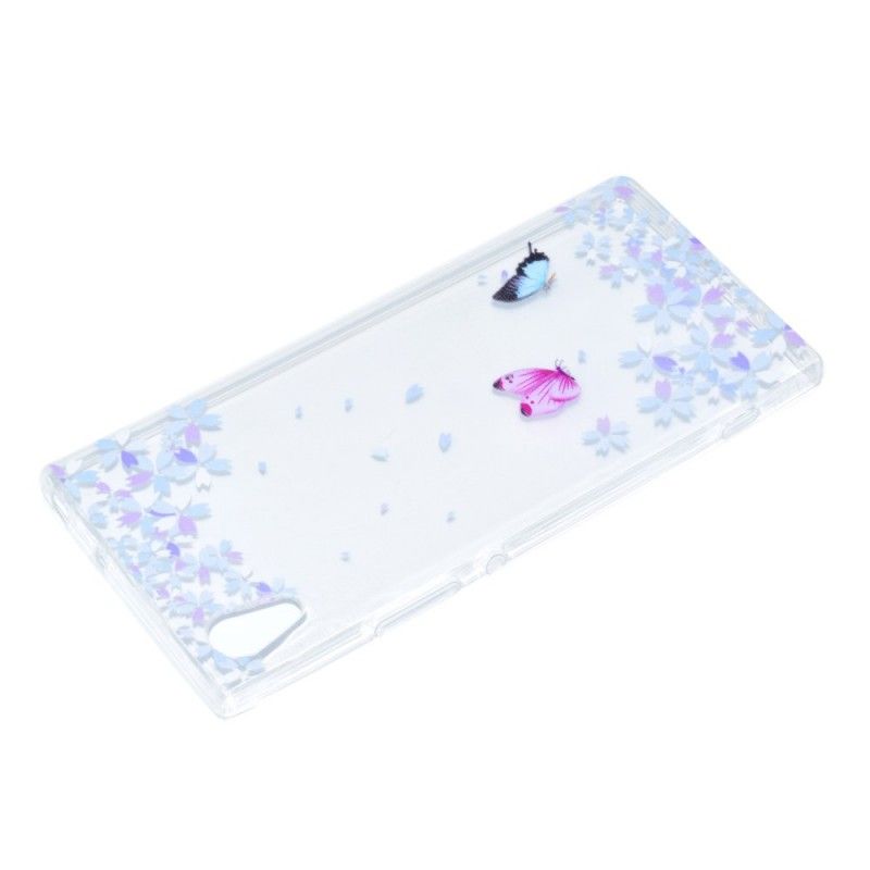 Skal Sony Xperia XA1 Genomskinliga Fjärilar Och Blommor