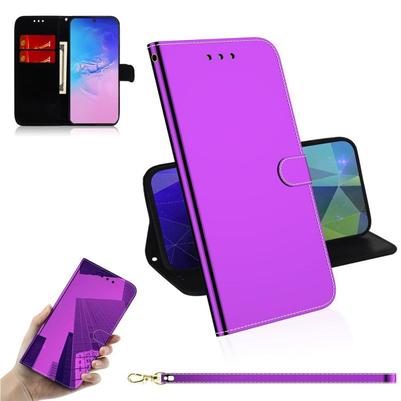 Fodral Samsung Galaxy S10 Lite Svart Spegelskydd I Imiterat Läder